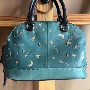 Tignanello Teal and Gold Starry Satchel